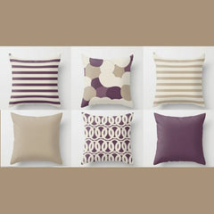 Purple Brown Throw Pillow Pack of 6