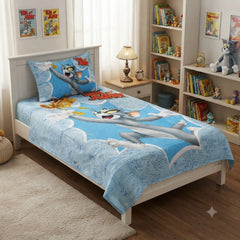 A Cozy Tom and Jerry Retreat Kid Bedsheet Single