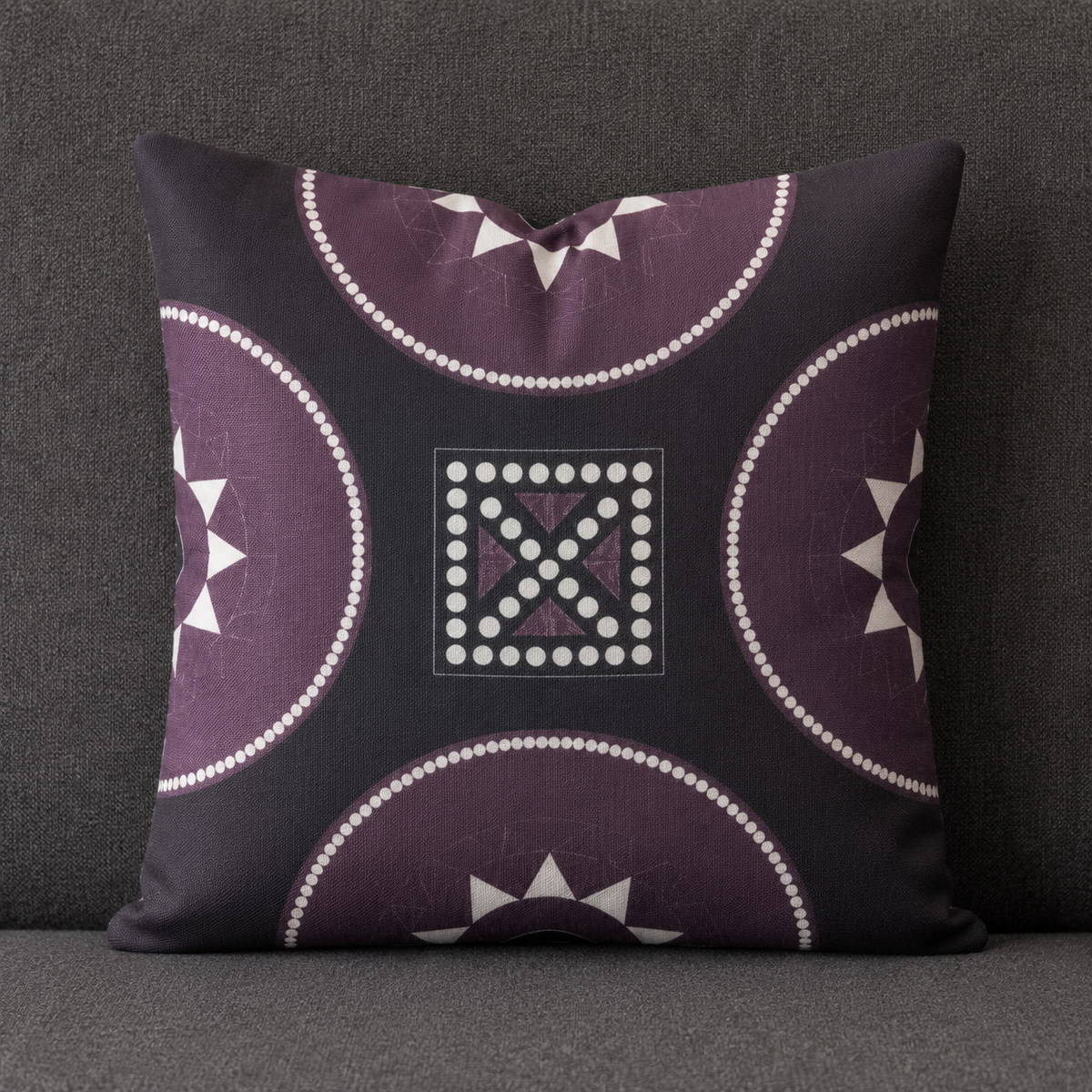 Purple & Dots Cushion Cover With Filling