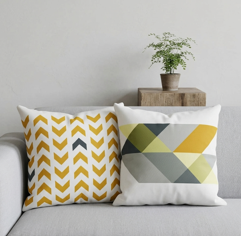 Plant And Pattern Cushion Cover With Filling Pack of 2