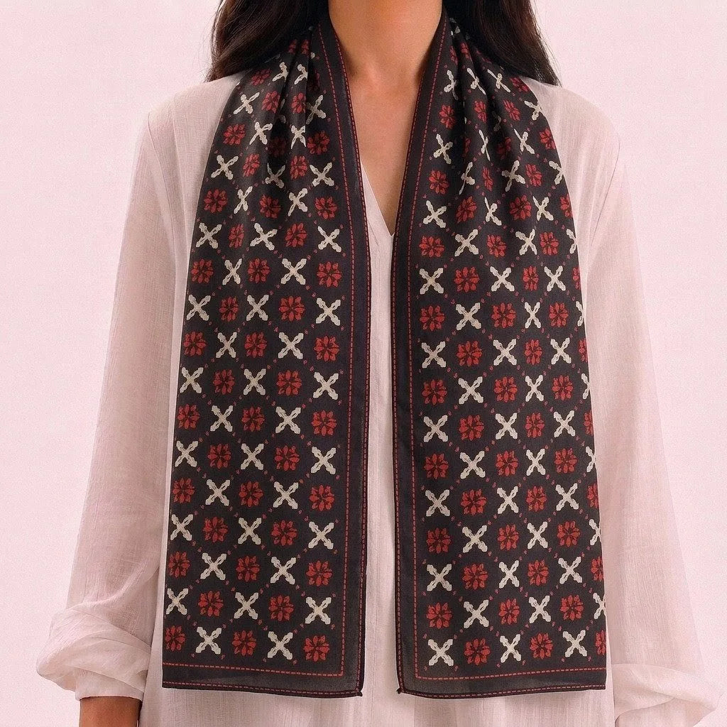 Rustic Bloom Silk Scarf