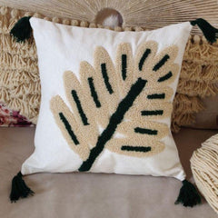 Black Leave Embroidery Cushion Covers Pack of 2