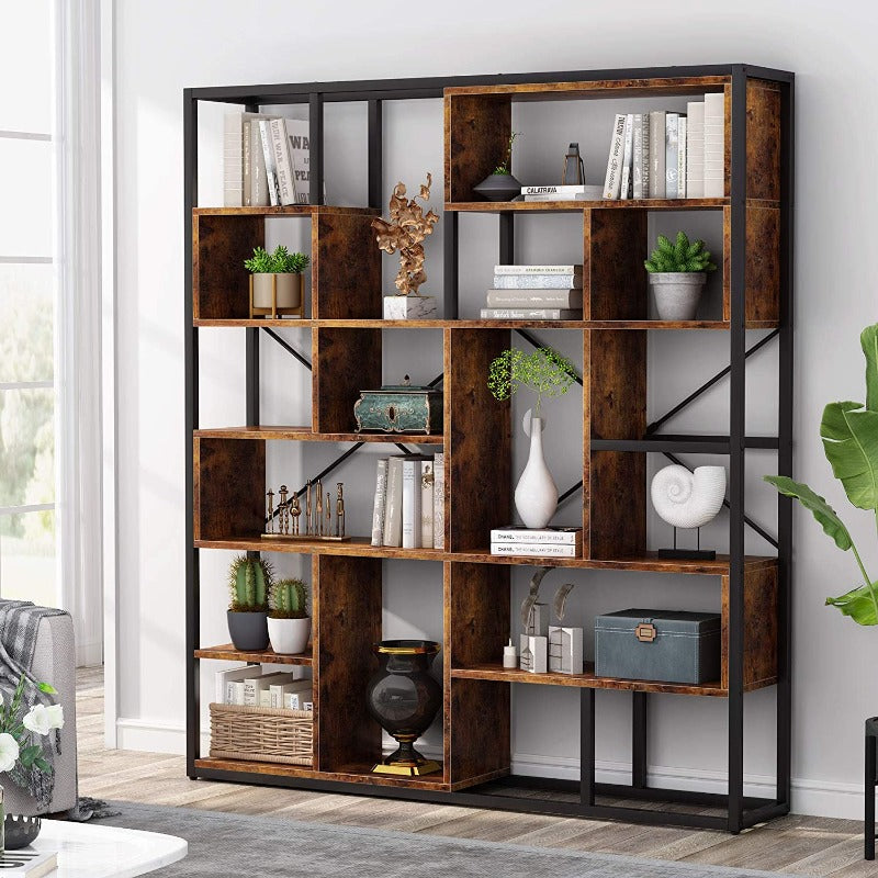 Staggered Living Room Bookcase Organizer Storage Rack Decor - waseeh.com