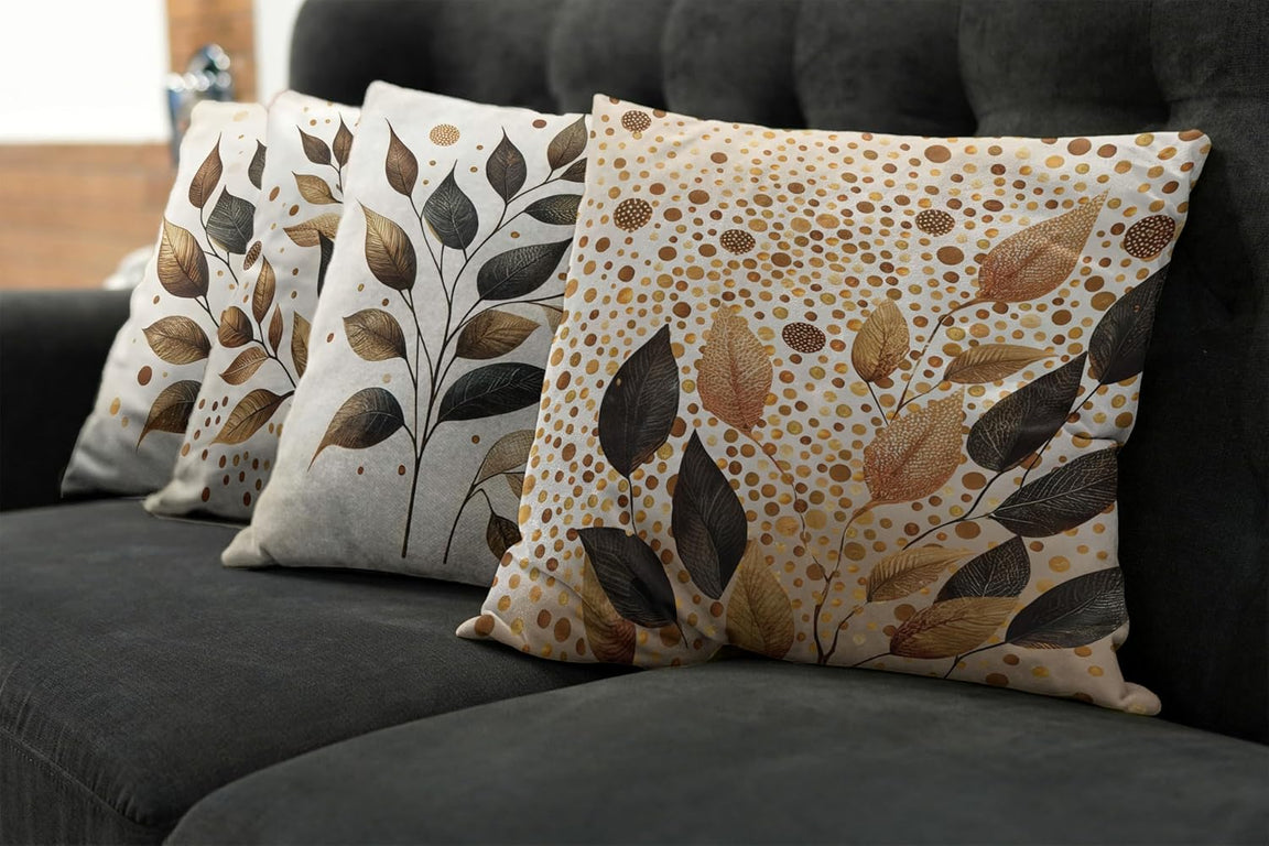 Brown Cozy Floral Cushion Cover Pack of 4