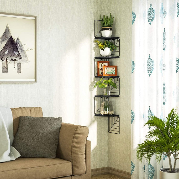 KANKEI Corner Shelf Wall Mount of 5 Tier Floating Shelves Wall Shelves - waseeh.com