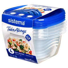 Packaged clear food-preparation bowls with blue lids.