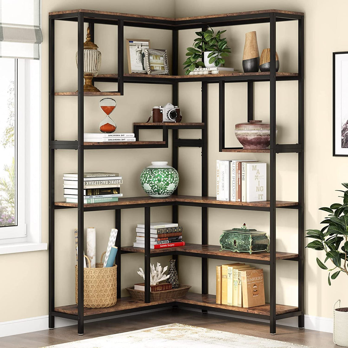 6 Shelf Sandine Corner Bookcase