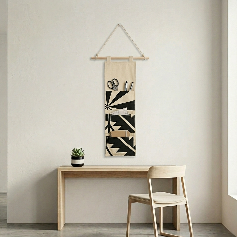 Monochrome Wooden  Hanging Wall Organizer