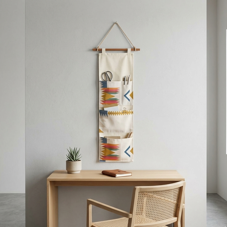 Warm Geometric Hanging Wall Organizer