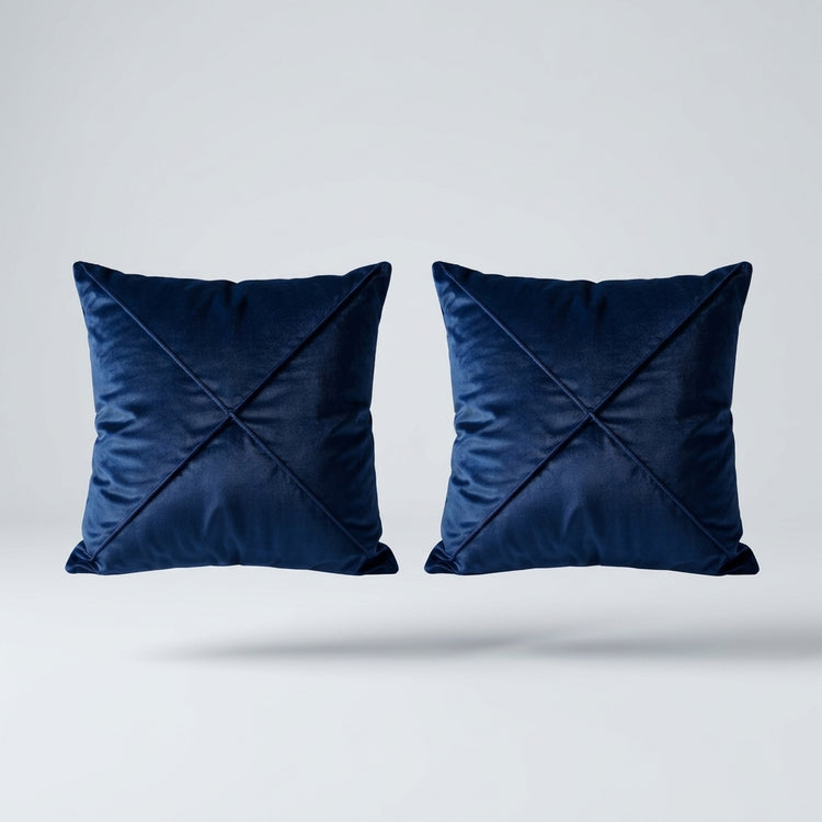 Azure Lines Cushion Covers Pack Of 2 placed on biege surface