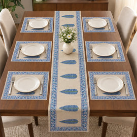 Scarlet Meadow Table Runner With 6 Mats