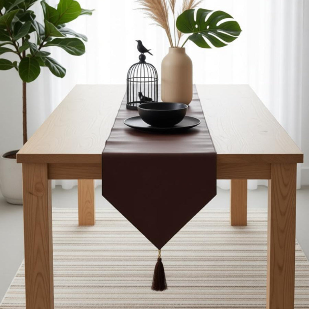 Brown Royal Leather Table Runner