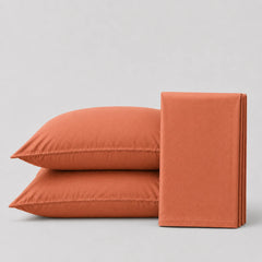 Plain Cotton Satin Bedsheet Set Burnt Orange