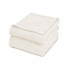 Waffle Cotton Thermal Blanket - Ivory