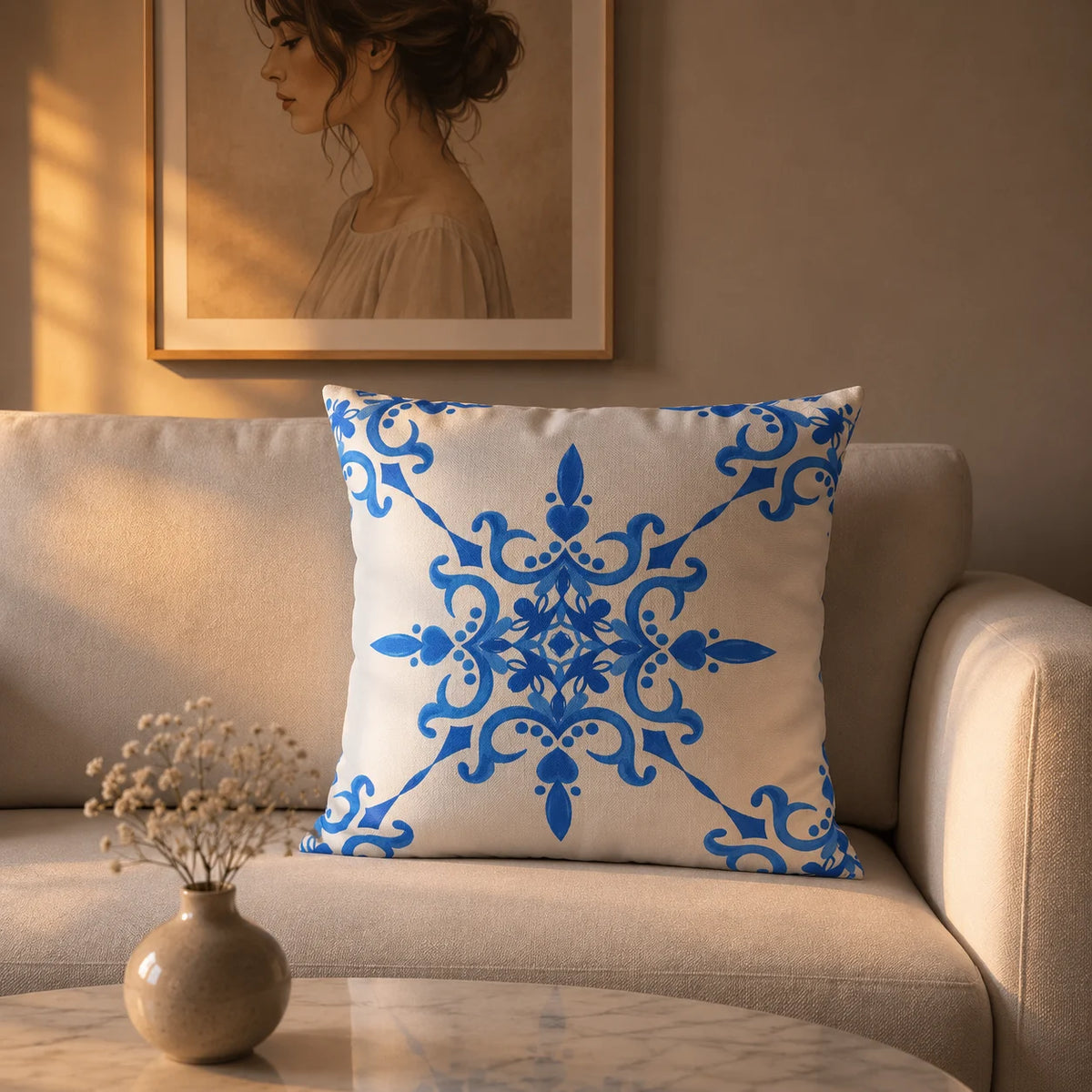 Blue Serenity Cushion Cover with filling