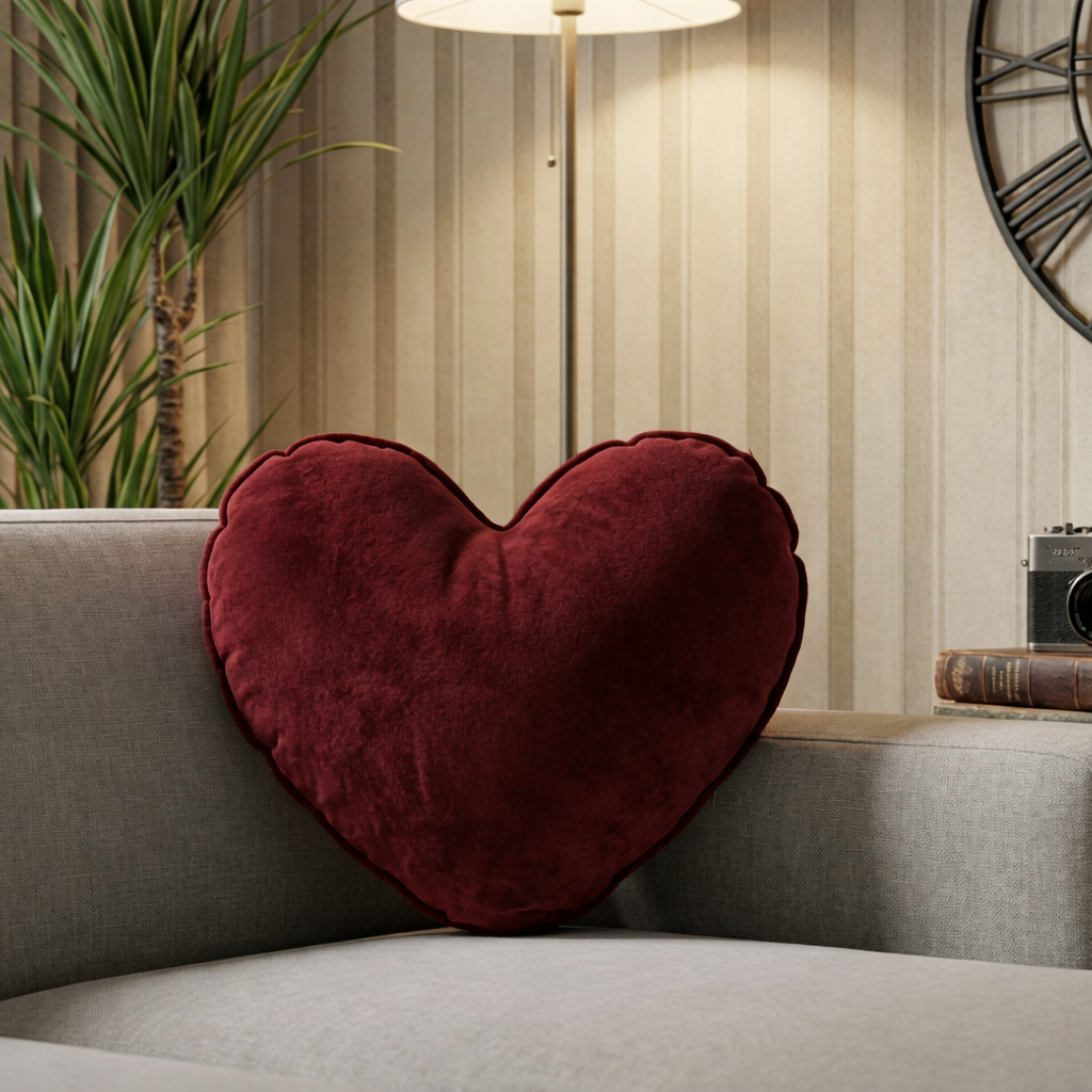 Maroon Velvet Hearty Filled Cushion