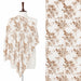 White stole with beige floral branches, shown on a mannequin with a close-up.