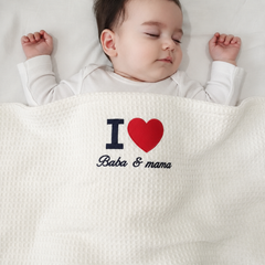 I♡Mama Baba Baby Waffle Blanket