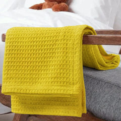 Organic Cotton Waffle Baby Blanket Yellow