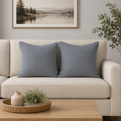 Waffle-Textured Cushion Covers Pack of 2 Charcoal Grey