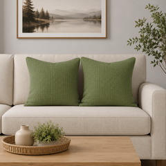 Waffle-Textured Cushion Covers Pack of 2 Sage