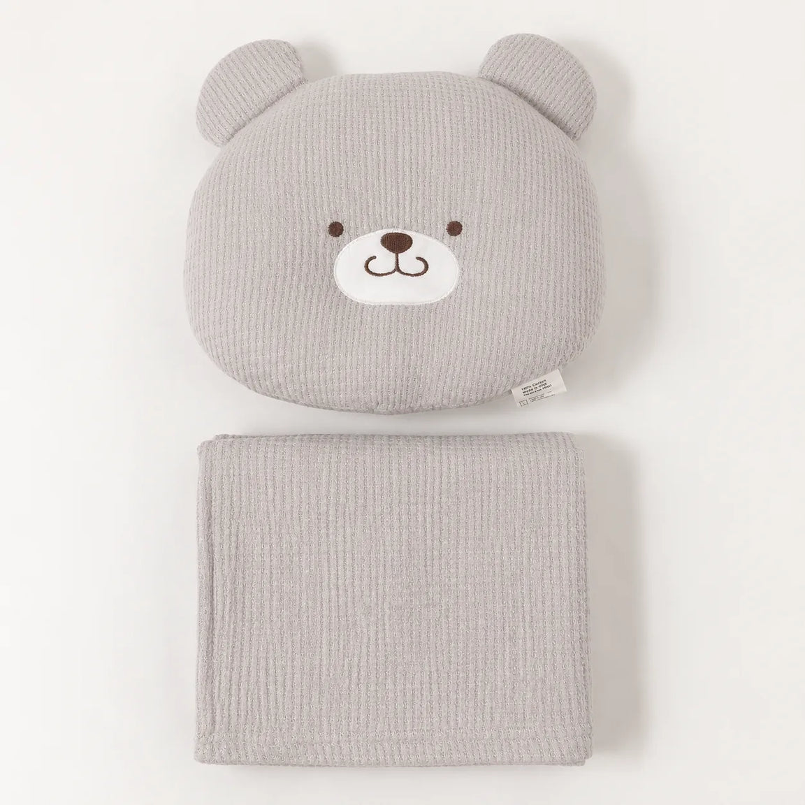 Newborn Head Support Pillow & Cotton Waffle Blanket Set