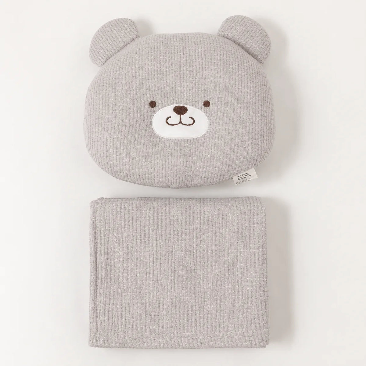 Newborn Head Support Pillow & Cotton Waffle Blanket Set