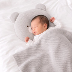 Newborn Head Support Pillow & Cotton Waffle Blanket Set