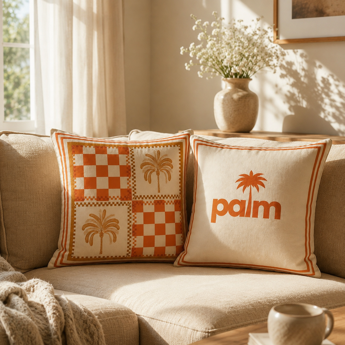 Geometric Palm  Cushion Cover Pack of 2