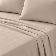 Plain Cotton Satin Bedsheet Set Sand Beige