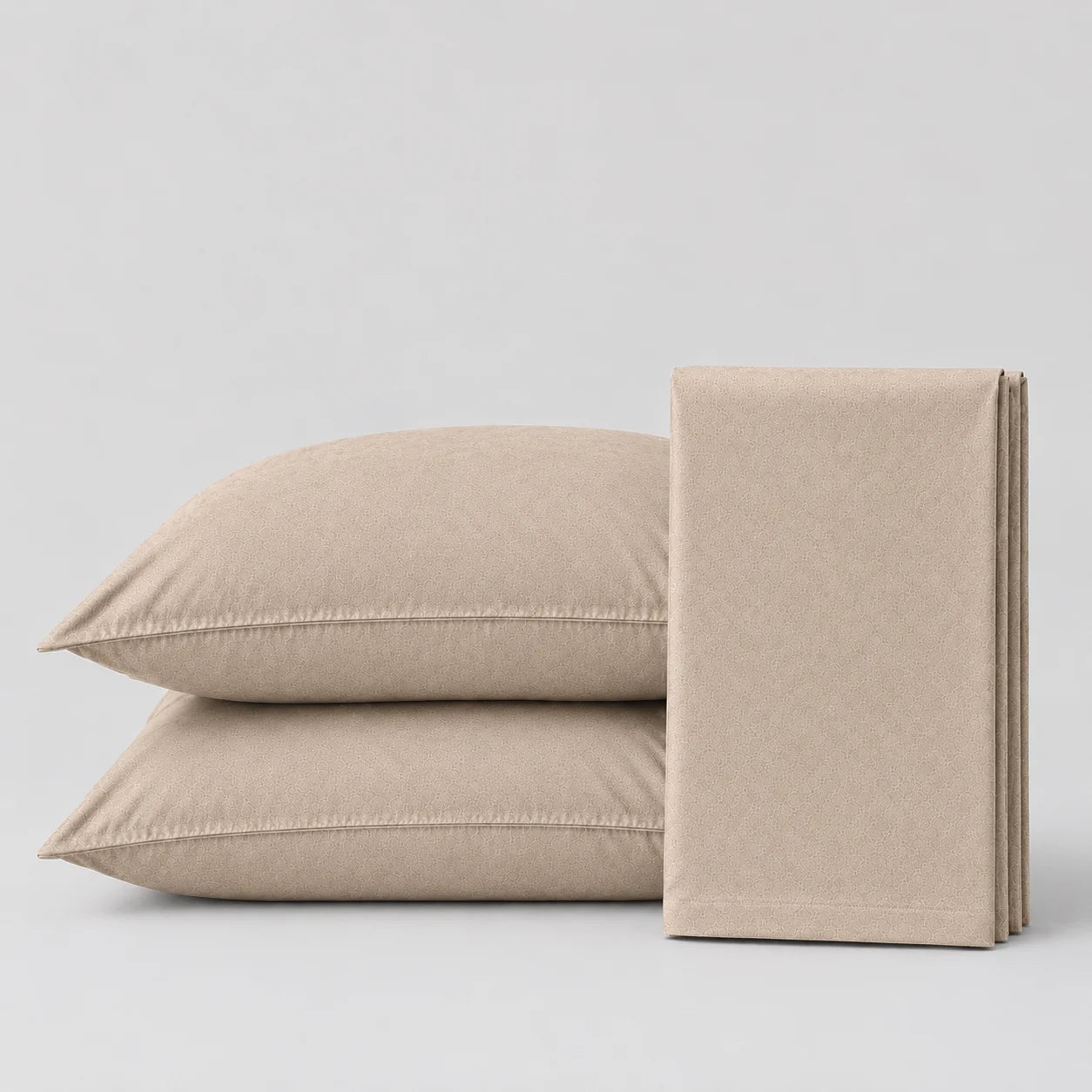Plain Cotton Satin Bedsheet Set Sand Beige