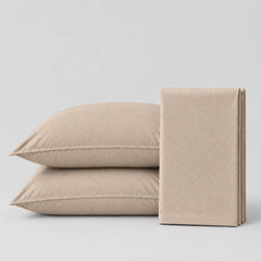Plain Cotton Satin Bedsheet Set Sand Beige
