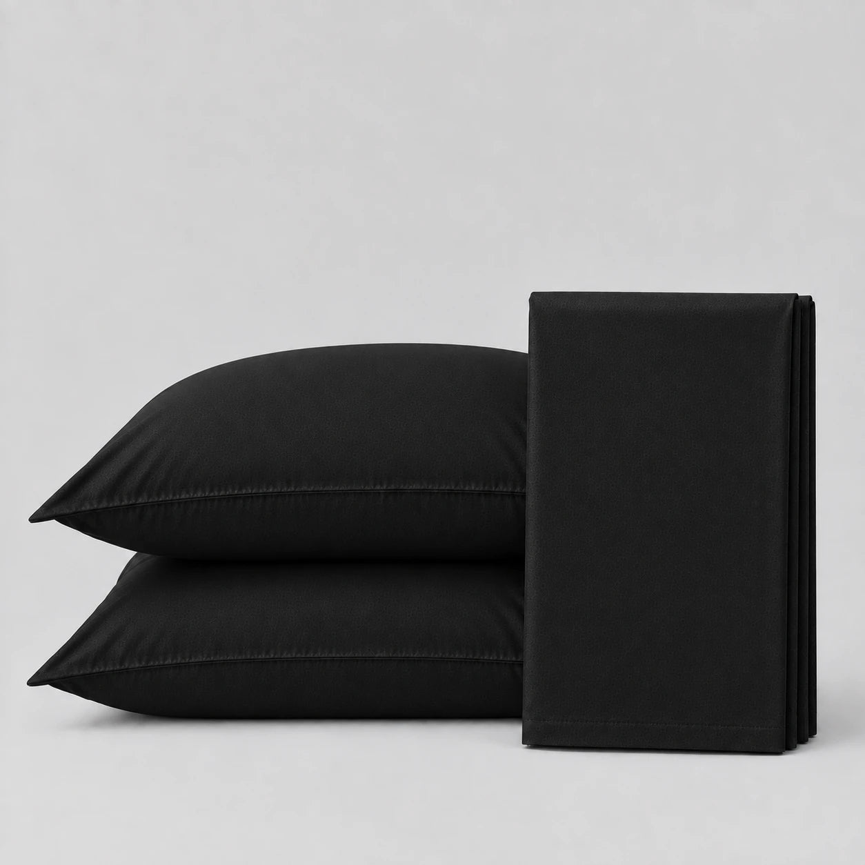 Plain Cotton Satin Bedsheet Set Black