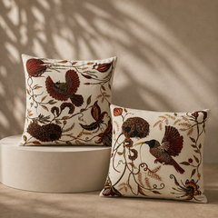 Bird and Woven Nest Garden Cushion Cover Pack Of 2