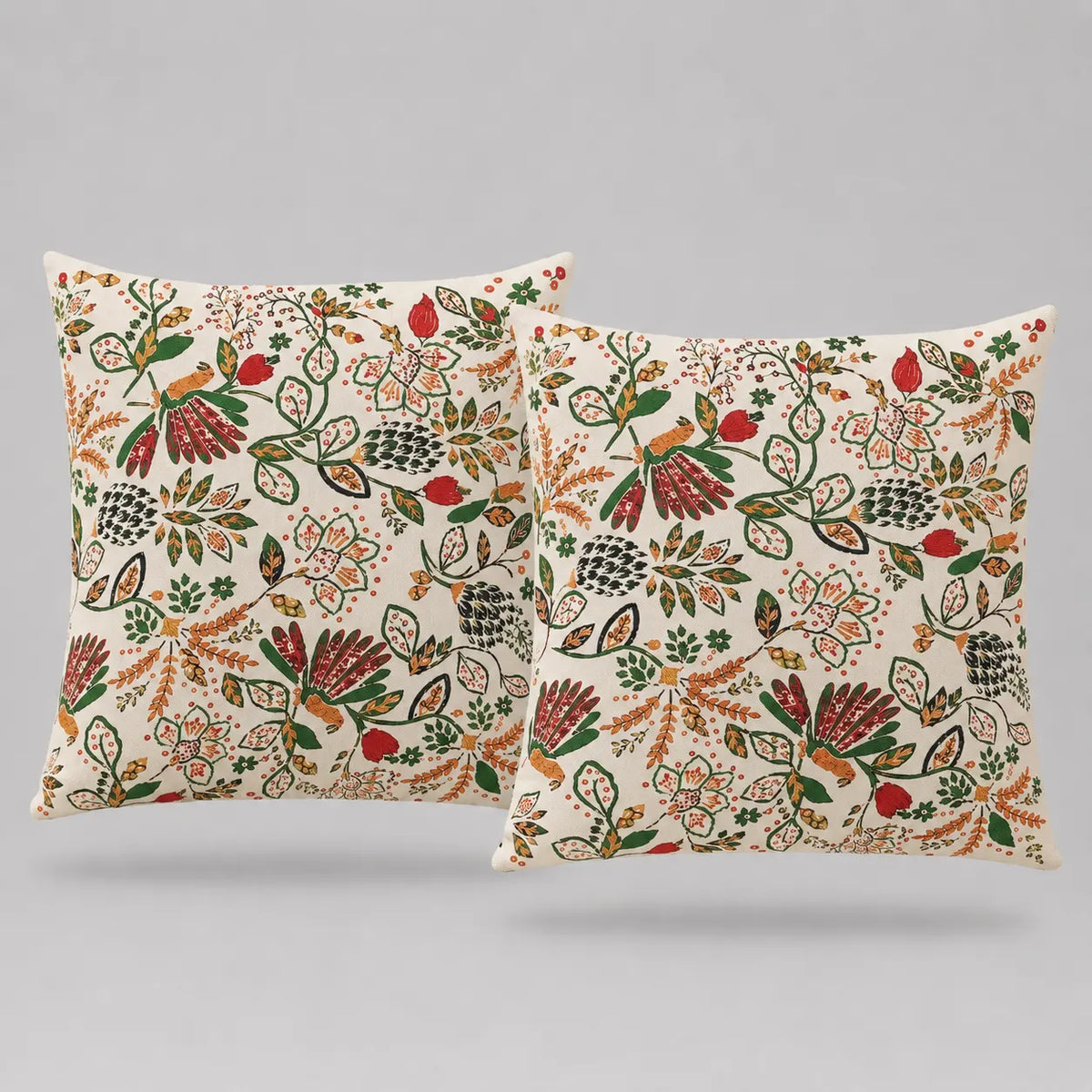 Autumn Botanical Folk Pattern Cushion Cover Pack Of 2