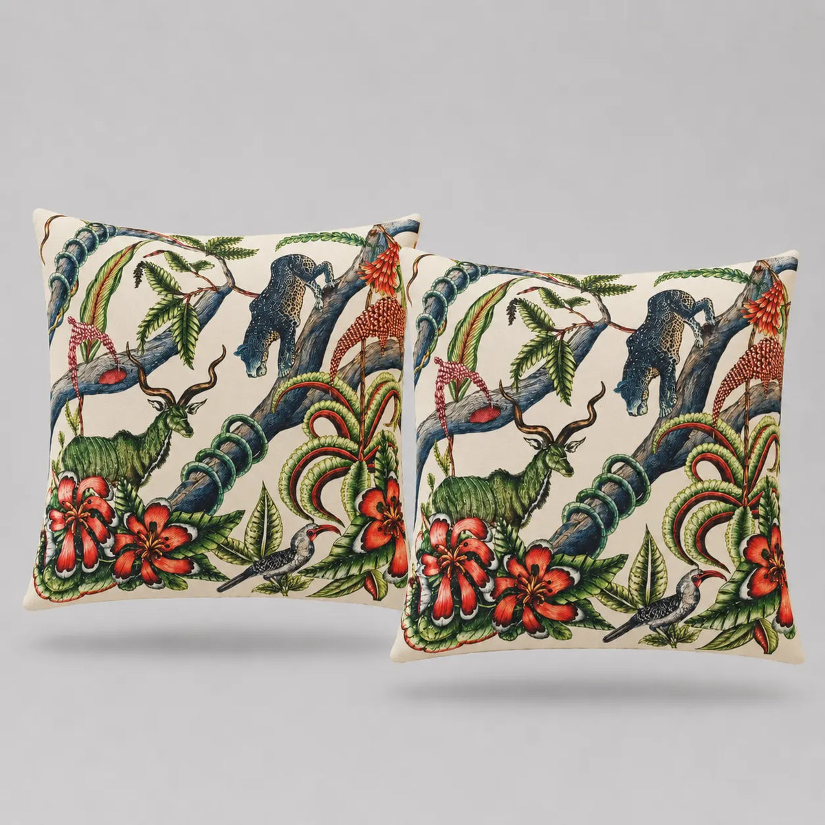 Vintage Jungle Botanical Cushion Cover Pack Of 2