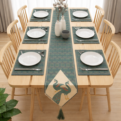 Royal Peacock Symphony Table runner with Mats