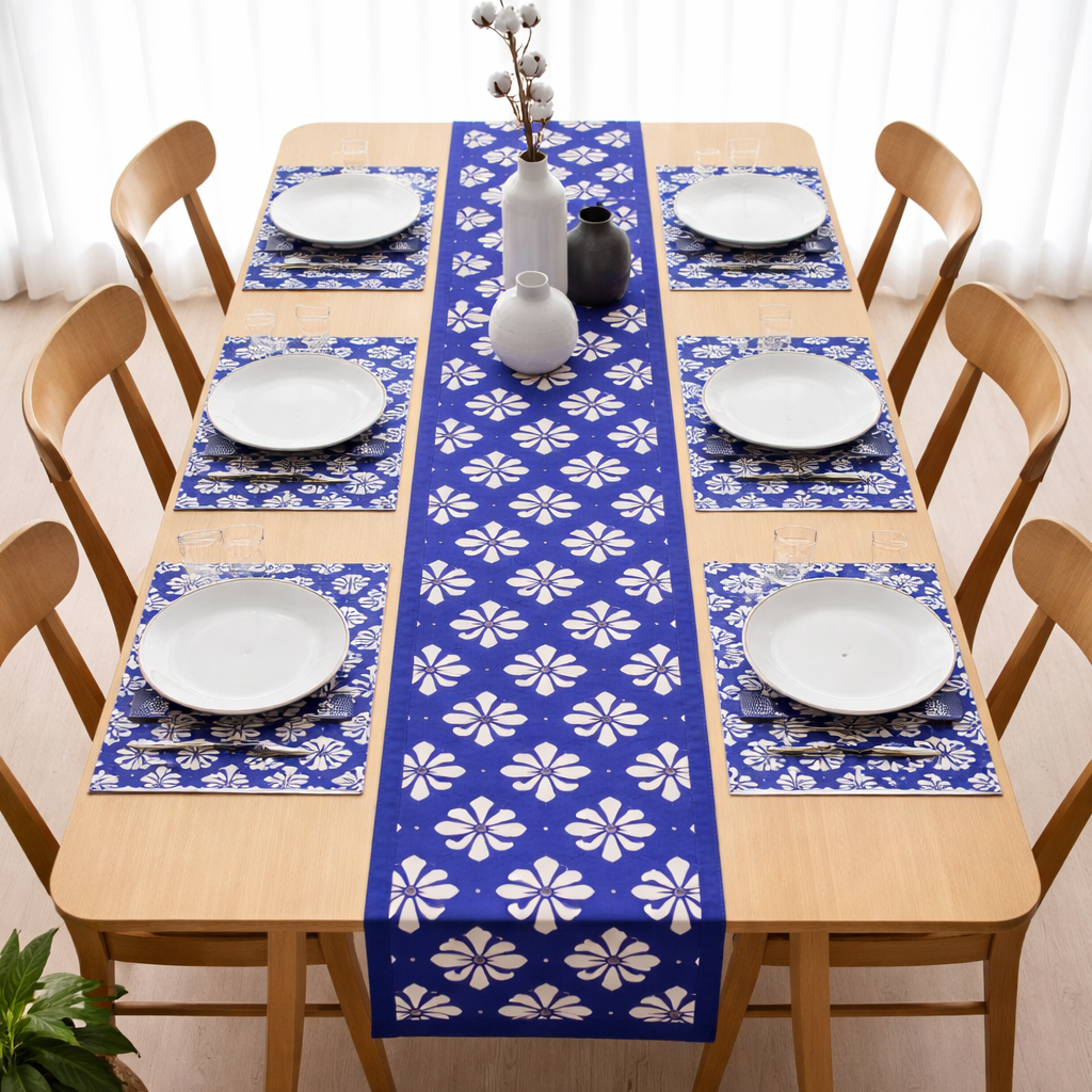 Azure Wave Table runner with Mats