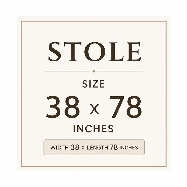 Stole size guide: 38 inches wide by 78 inches long.