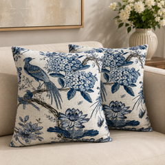 Blue Serenity Bird Cushions Cover Pack of 2