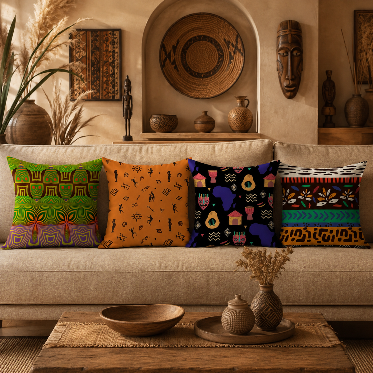Modern Tribal Lines Cushion Cover pack of 4