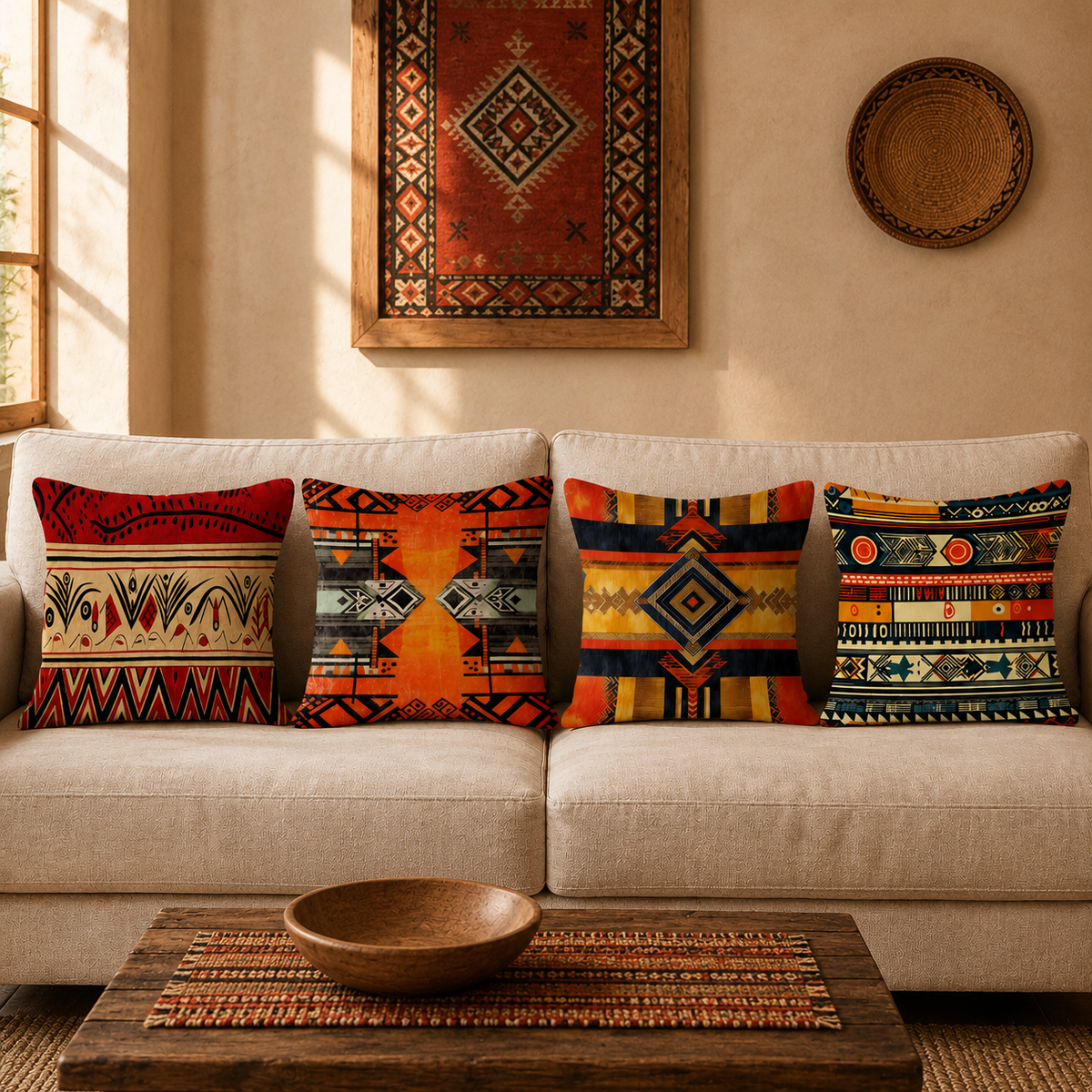 Ethnic Throw Pillow Covers Pack Of 4