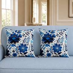 Royal Blue Garden  Cushions Cover Pack of 2