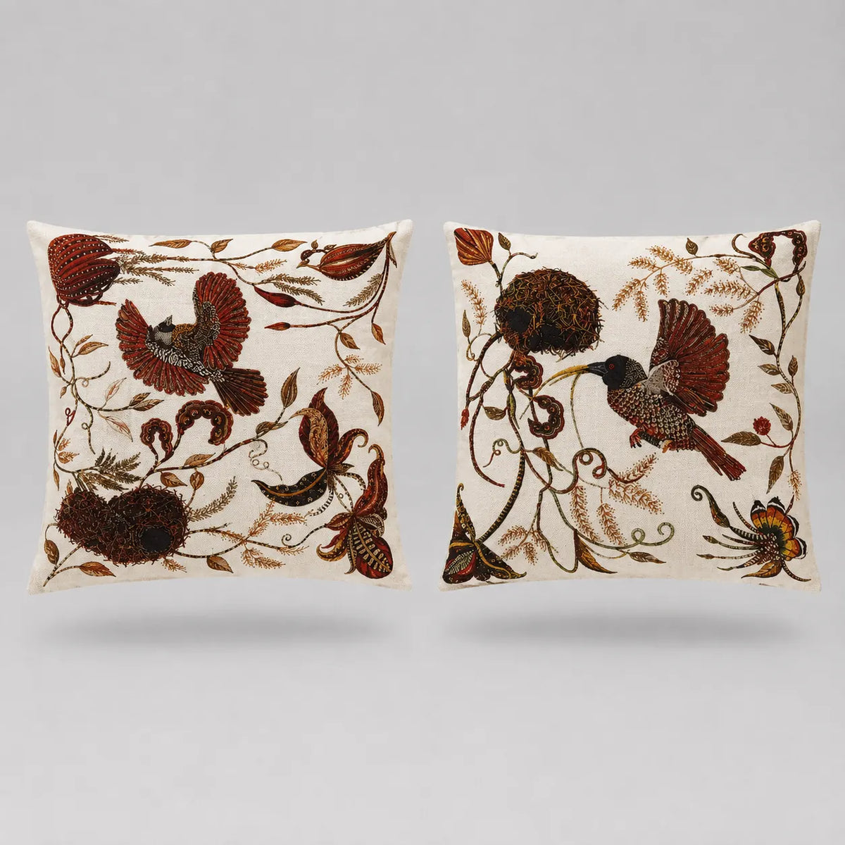 Bird and Woven Nest Garden Cushion Cover Pack Of 2