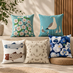 Aqua Garden Living Printed Cushion Cover Pack Of 5