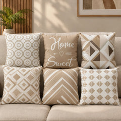 Beige Elegance Cushion Covers Pack Of 6
