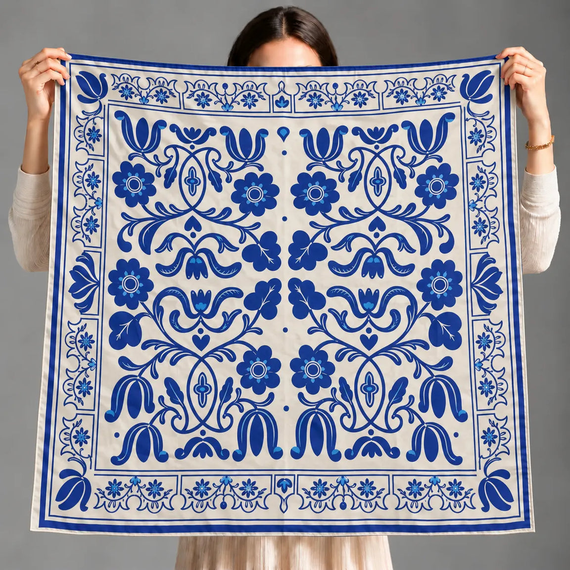 Cobalt Floral Heritage Scarf