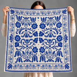 Cobalt Floral Heritage Scarf