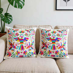 Colourful Bird & Flower Cushions Cover Pack of 2