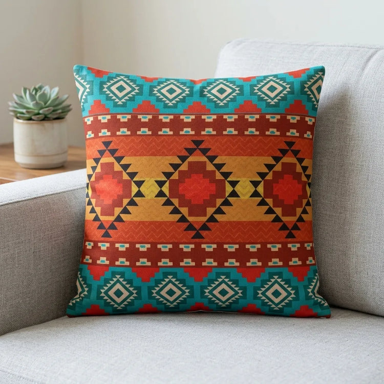 Designer Cushion Cover With Filled Insert placed on sofa 